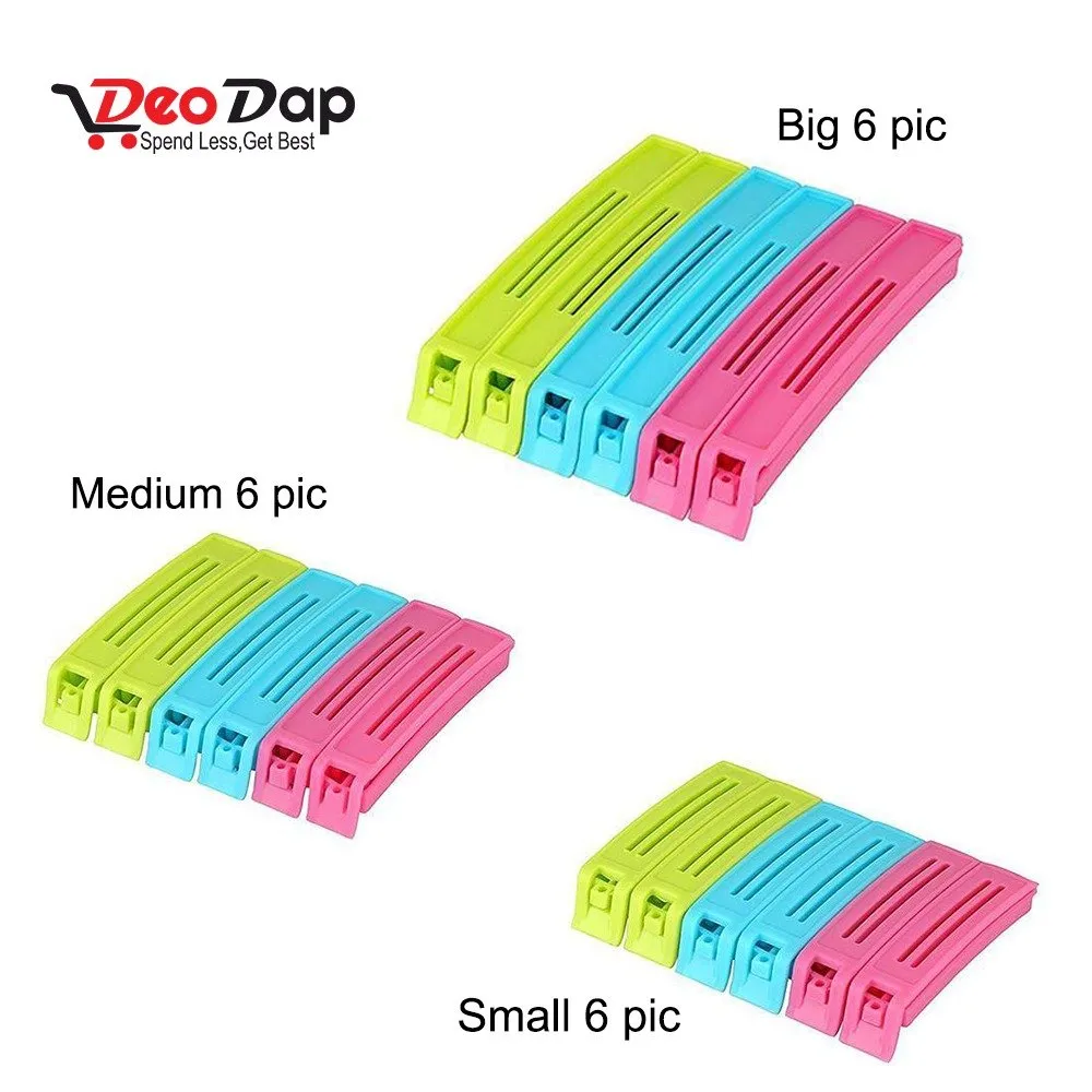 0105 Plastic Snack Bag Clip Sealer Set (18 Pcs, Multicolour)