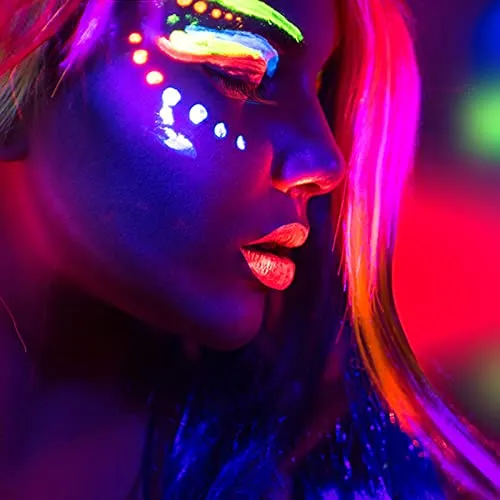10 Colors Glow in The Black Light Face Paint Crayons Kit, UV Black Light Makeup Neon Face and Body Paint Sticks Markers for Mardi Gras Halloween