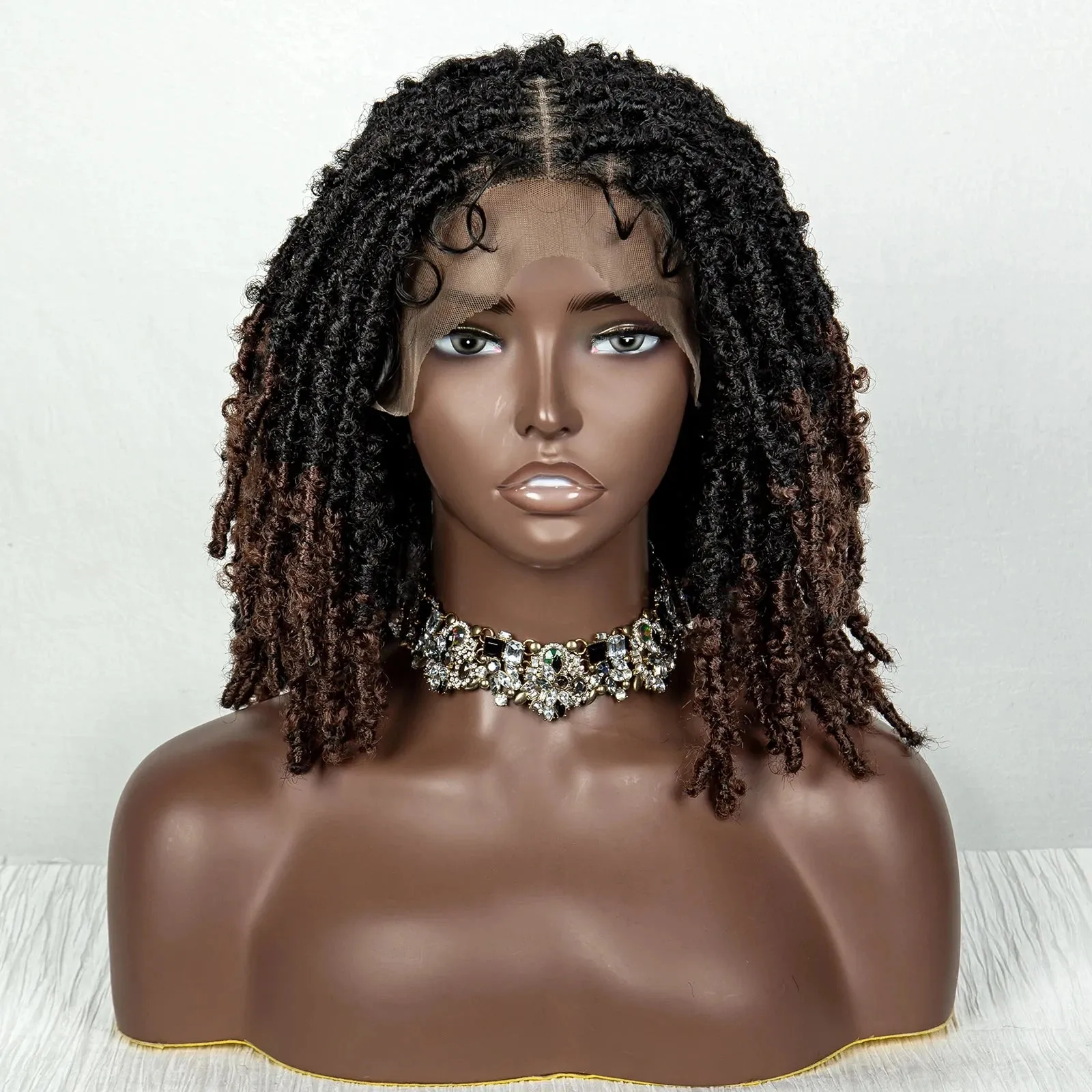 14 Inches Lace Front Braiding Hair Bob Wig Synthetic Braided Wigs Crochets Braid Wigs Butterfly Locs Crochet Hair Wigs for Women