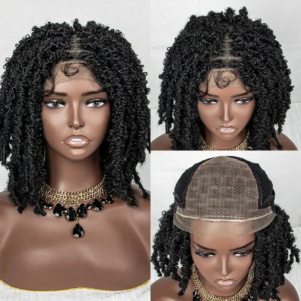14 Inches Lace Front Braiding Hair Bob Wig Synthetic Braided Wigs Crochets Braid Wigs Butterfly Locs Crochet Hair Wigs for Women