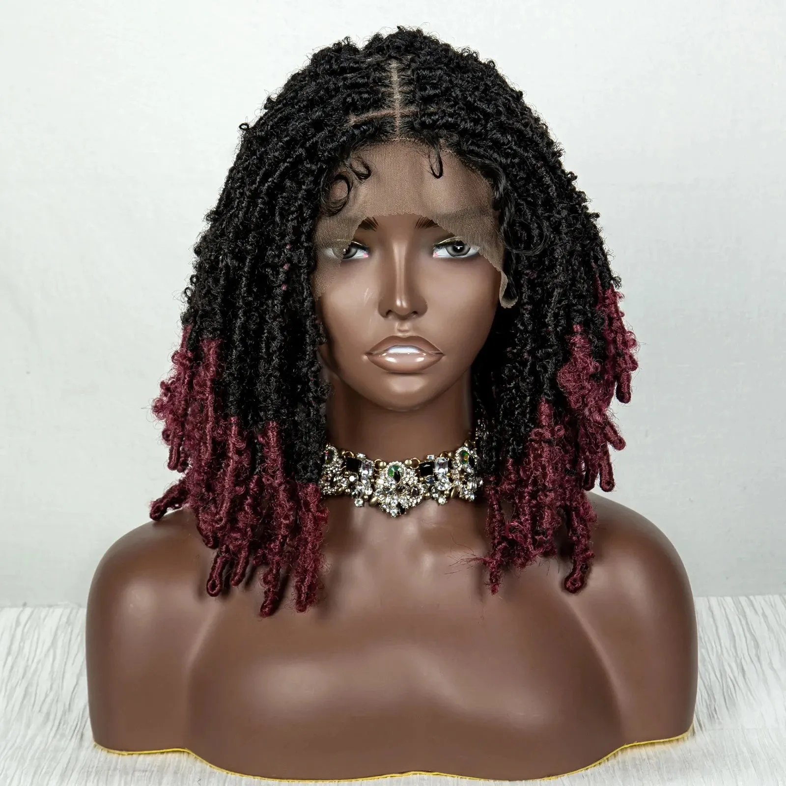 14 Inches Lace Front Braiding Hair Bob Wig Synthetic Braided Wigs Crochets Braid Wigs Butterfly Locs Crochet Hair Wigs for Women