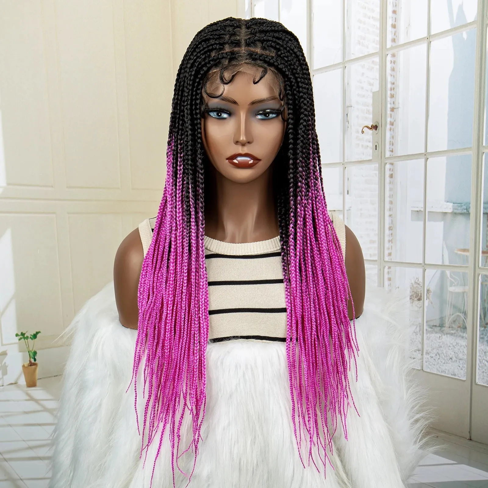 24 Inch Full Lace Synthetic Braided Wig