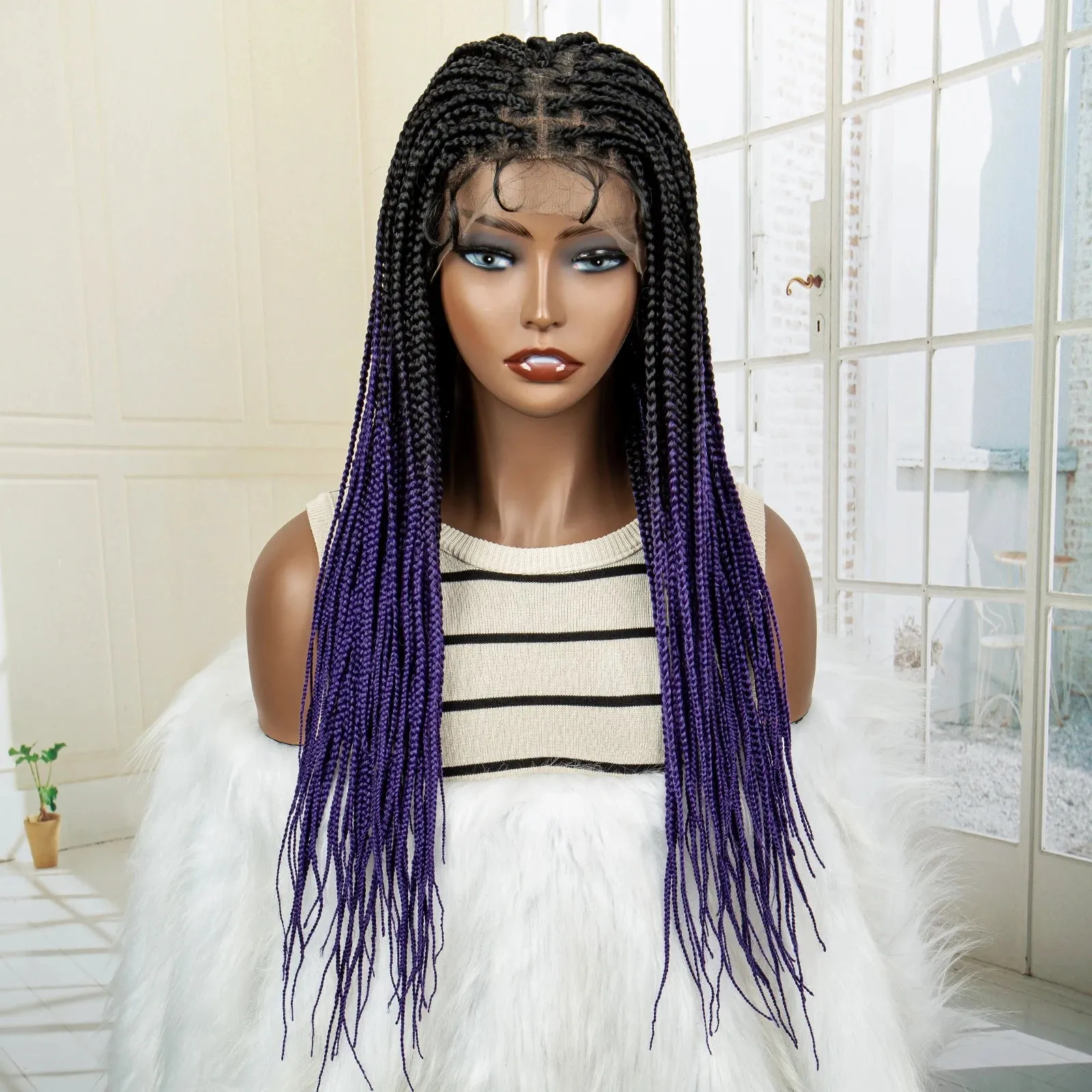 24 Inch Full Lace Synthetic Braided Wig