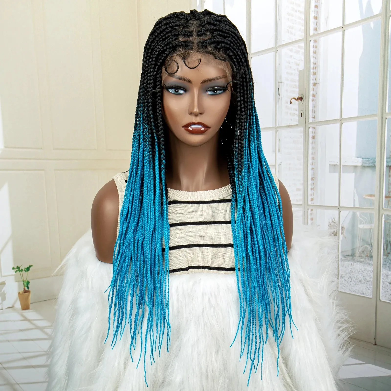 24 Inch Full Lace Synthetic Braided Wig