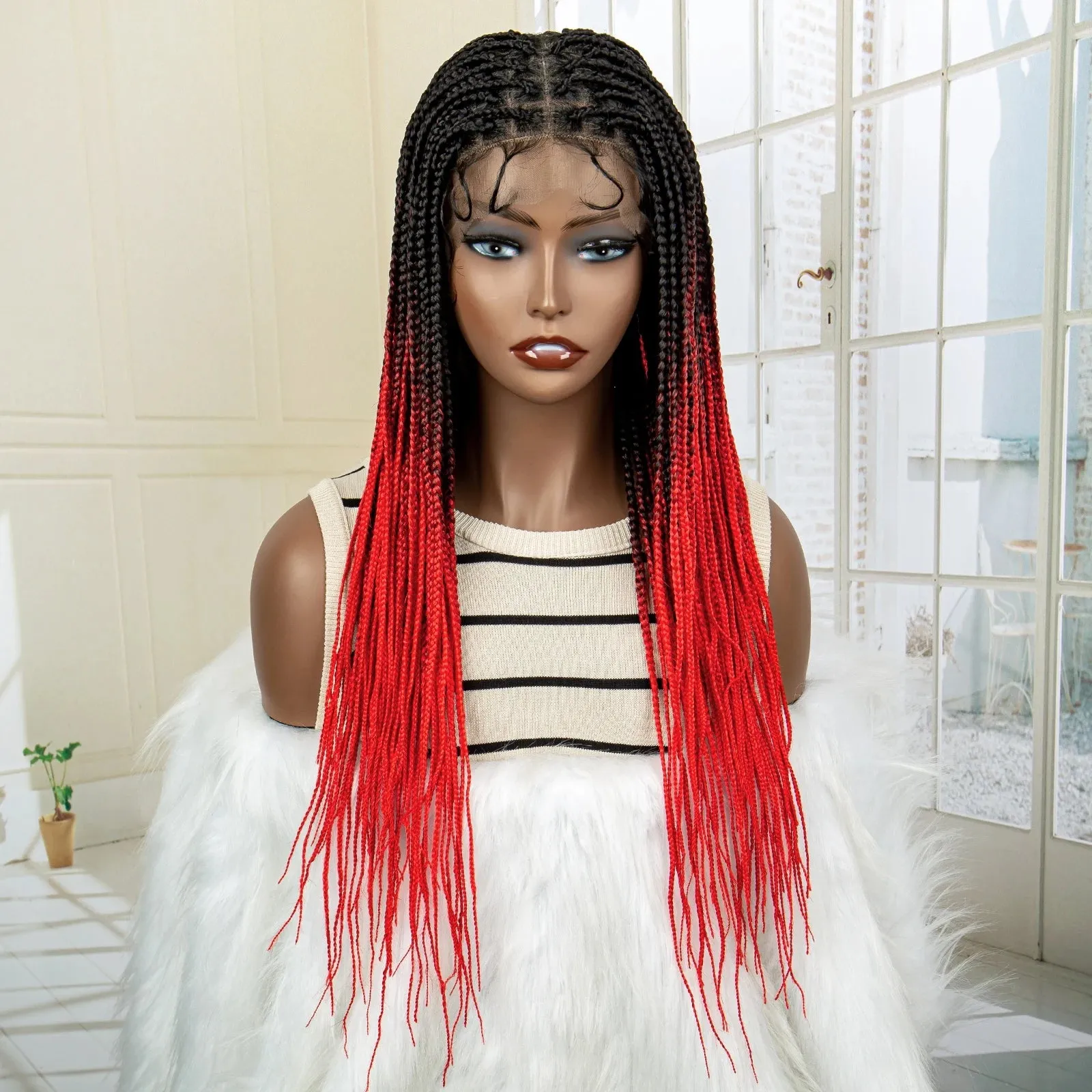 24 Inch Full Lace Synthetic Braided Wig