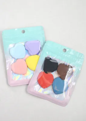 4-Piece Mini Heart-Shaped Makeup Puff Set