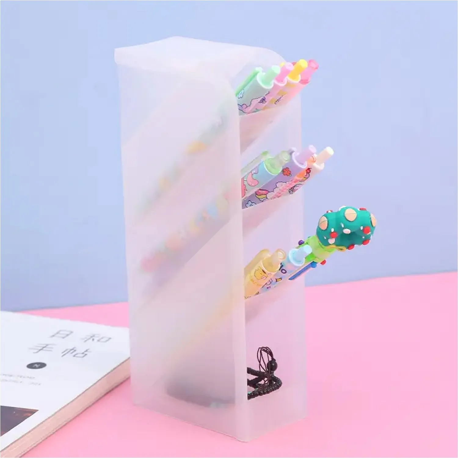 4384 Plastic 4 Compartment Office Desktop Storage Box, Pen Pencil Stand/Holder Stationary Organizer, Plastic Desktop Stationary Organizer For School