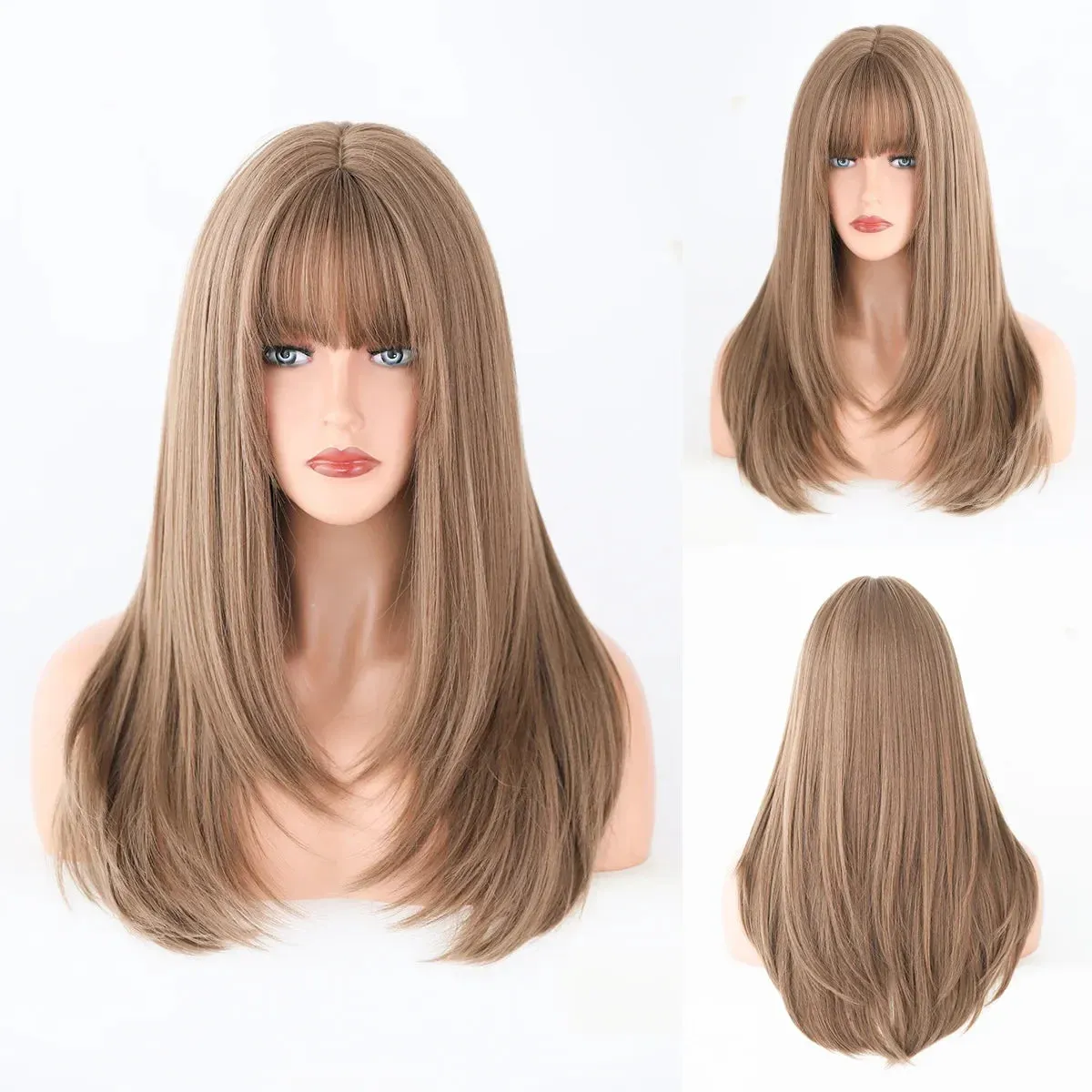 60cm Long 9Style Black Gold Straight Cosplay Hair Wig for Women’s Halloween Christmas Anime Wigs