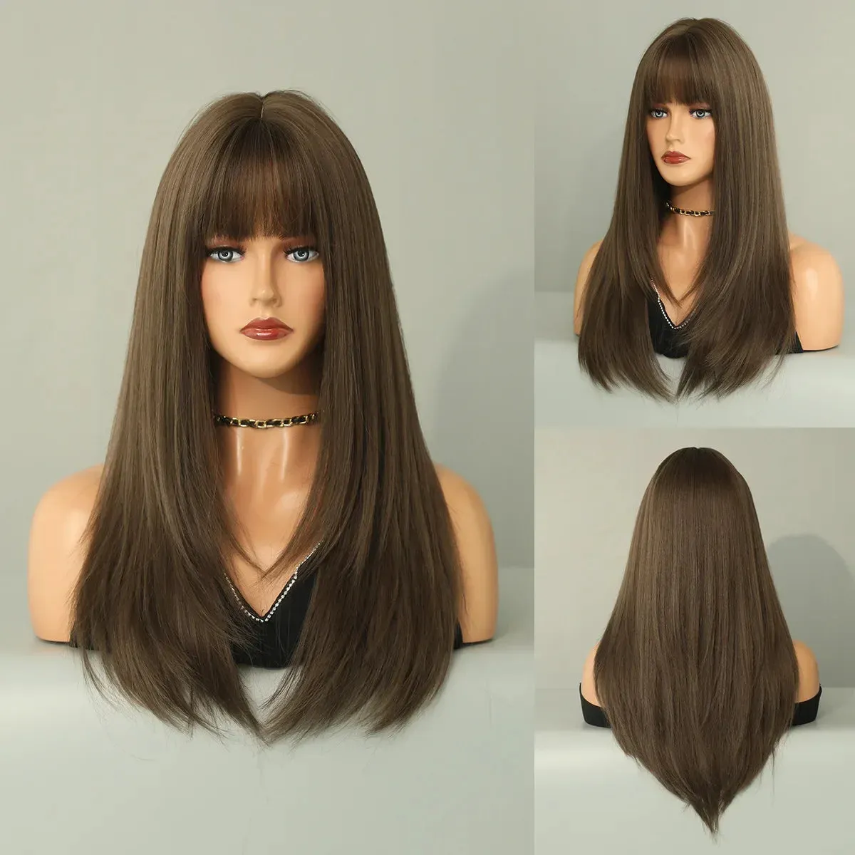 60cm Long 9Style Black Gold Straight Cosplay Hair Wig for Women’s Halloween Christmas Anime Wigs