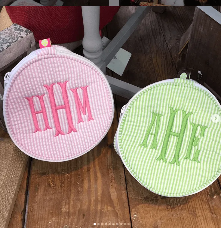 6" Seersucker Organizer Button Bag By Mint