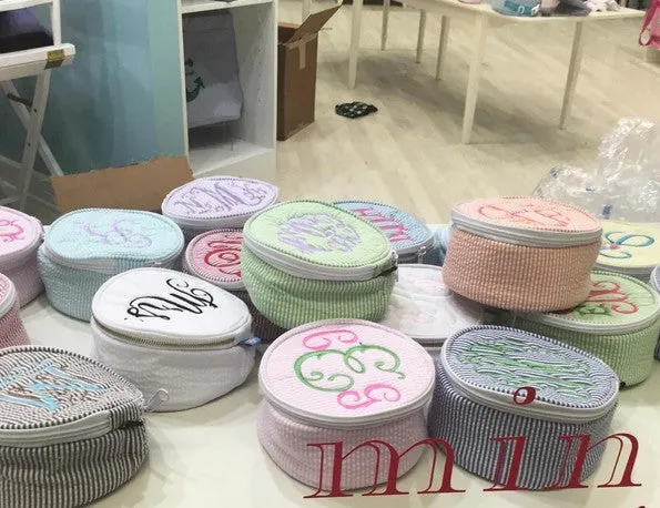6" Seersucker Organizer Button Bag By Mint