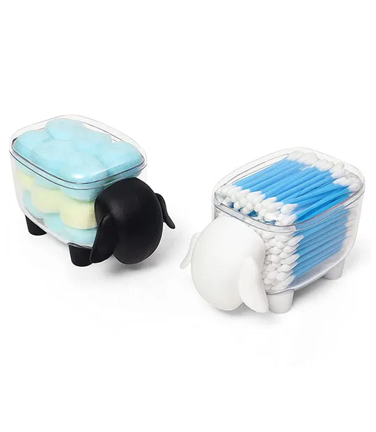 ABOUT SPACE Sheep Shape Acrylic Cotton Swab Display Storage Organizer - Pack of 2 - Black and White- 13 x 7.5 cm