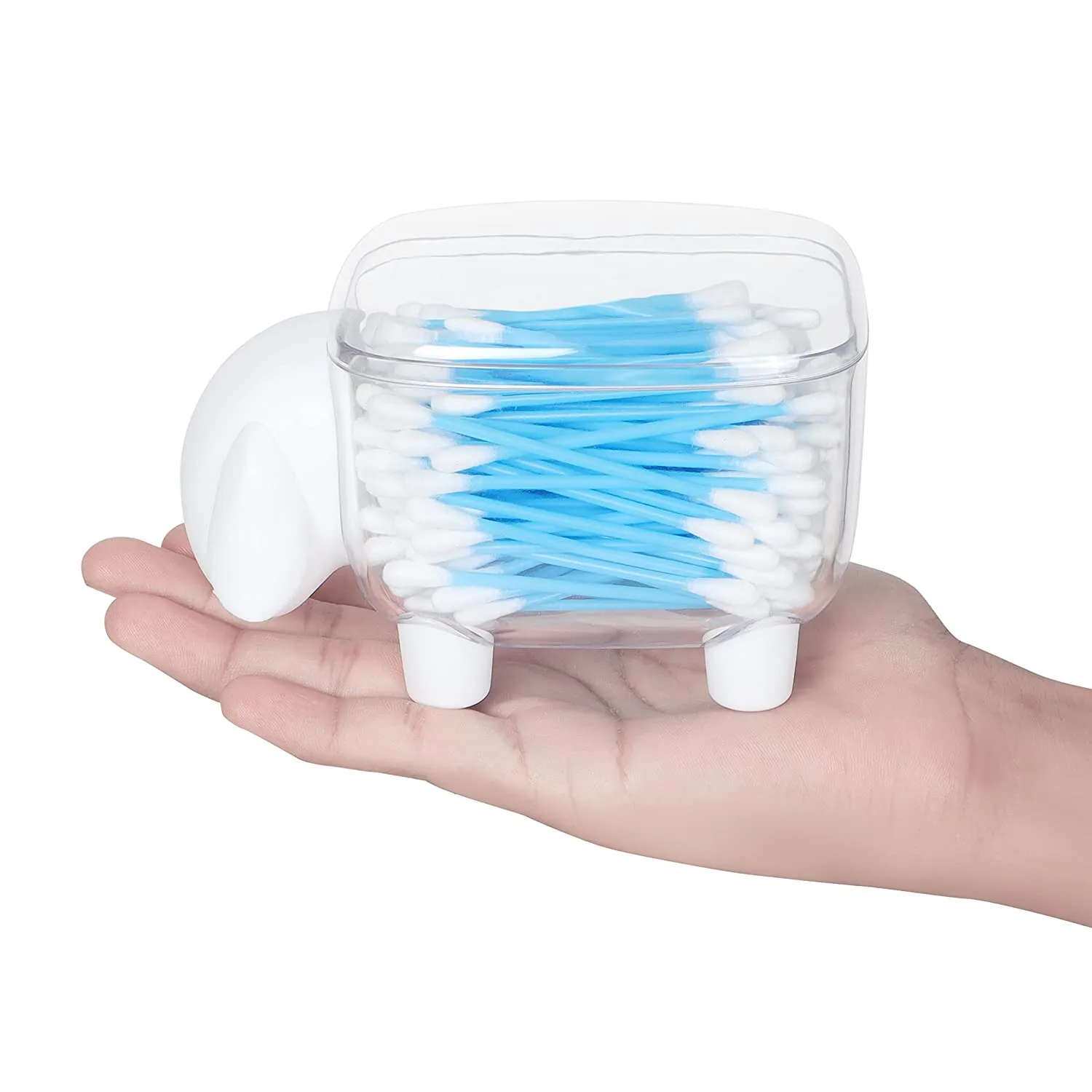 ABOUT SPACE Sheep Shape Acrylic Cotton Swab Display Storage Organizer - Pack of 2 - Black and White- 13 x 7.5 cm