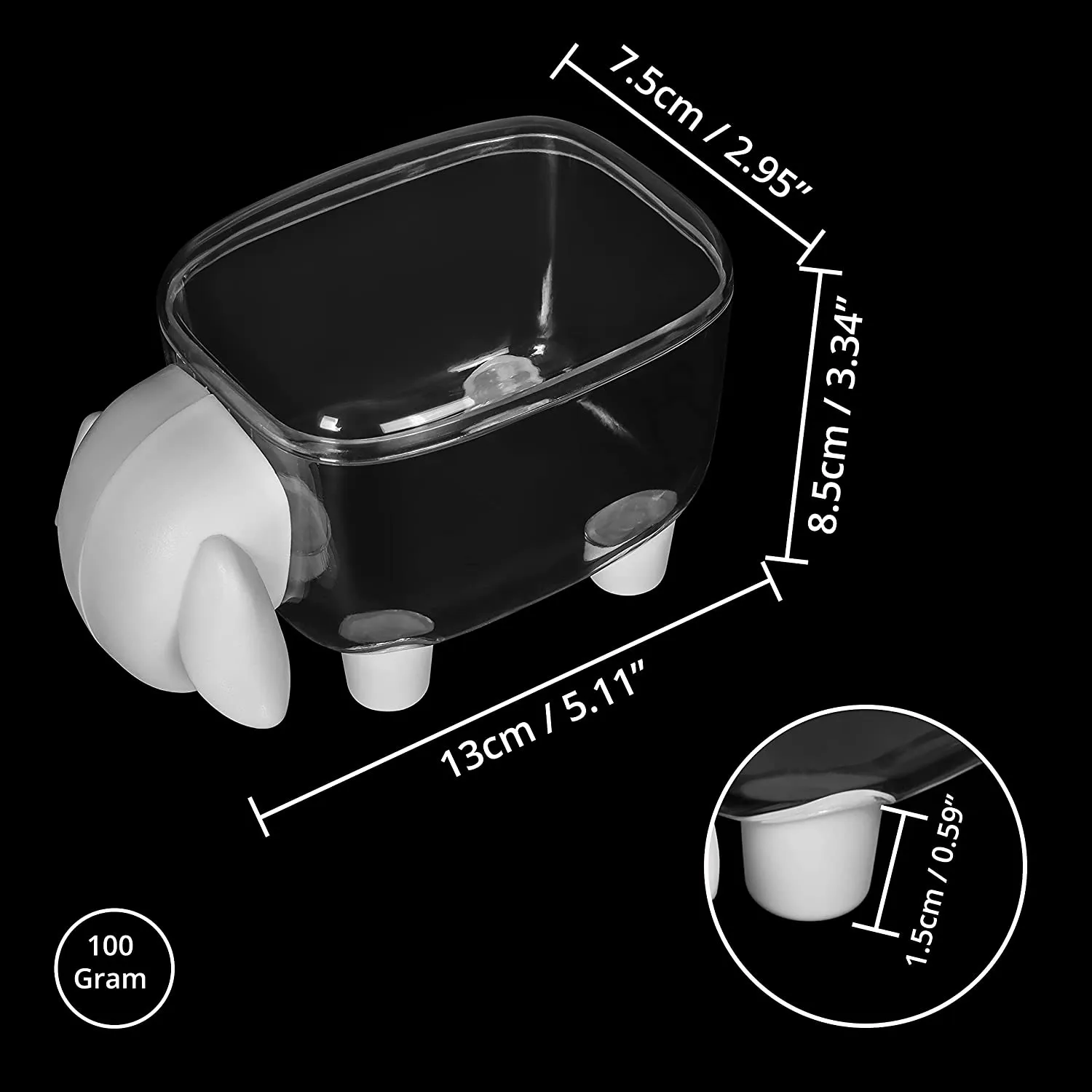 ABOUT SPACE Sheep Shape Acrylic Cotton Swab Display Storage Organizer - Pack of 2 - Black and White- 13 x 7.5 cm