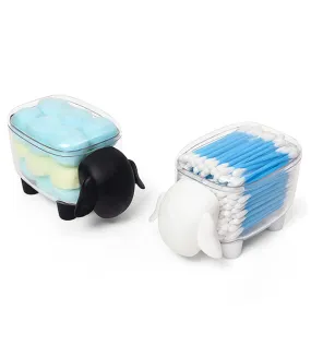ABOUT SPACE Sheep Shape Acrylic Cotton Swab Display Storage Organizer - Pack of 2 - Black and White- 13 x 7.5 cm