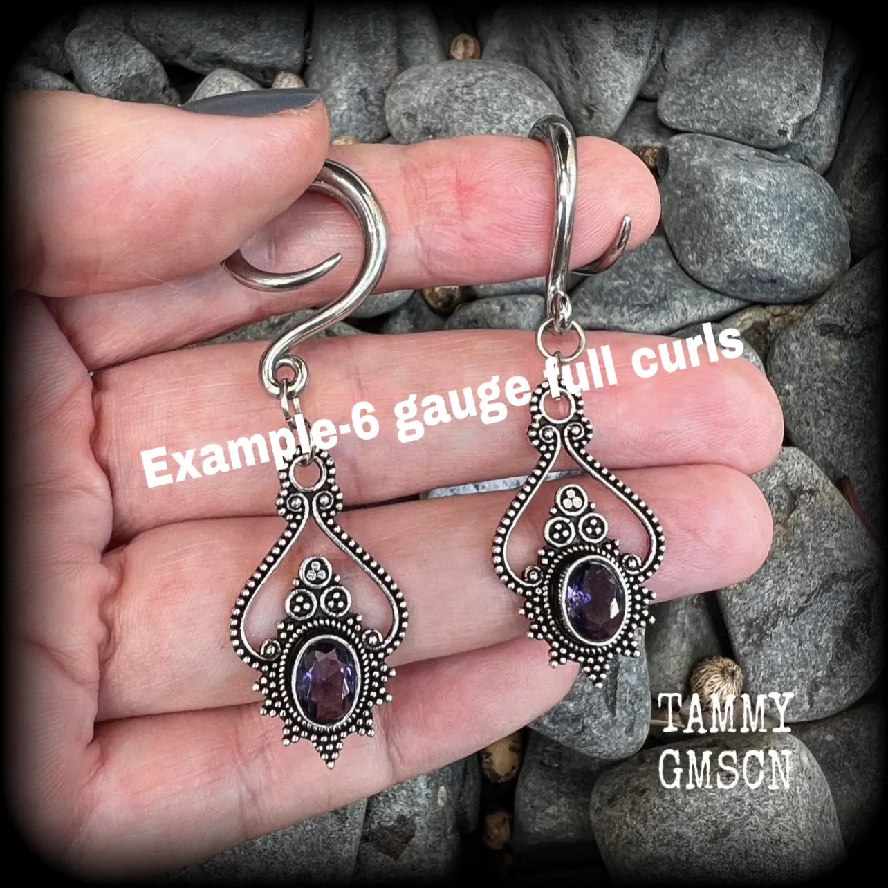 Amethyst gauged earrings-Gemstone gauges
