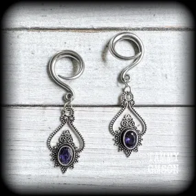 Amethyst gauged earrings-Gemstone gauges