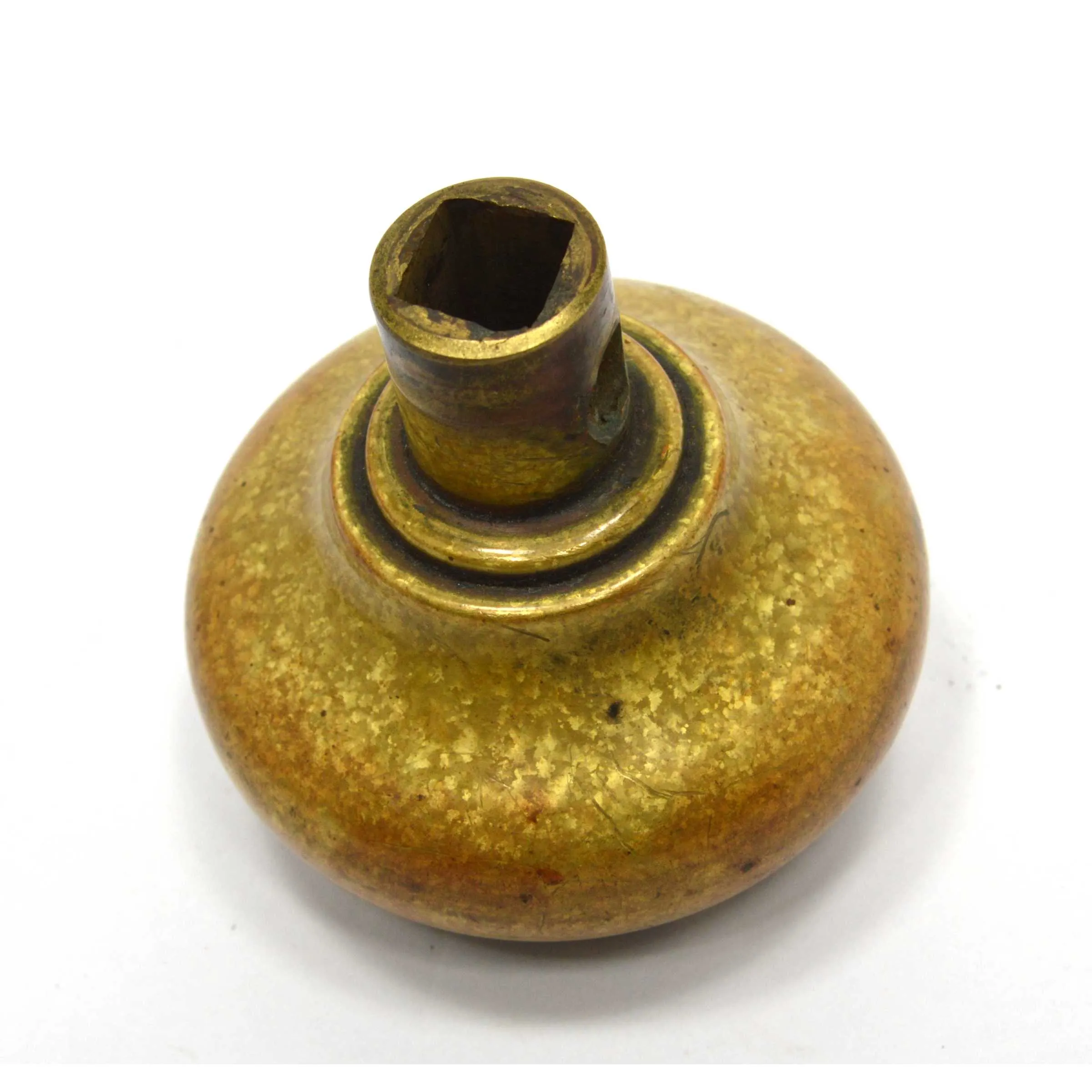 Antique BRASS DOOR KNOB Ornate Handle/Pull SALVAGED HARDWARE Shield Motif c.19th