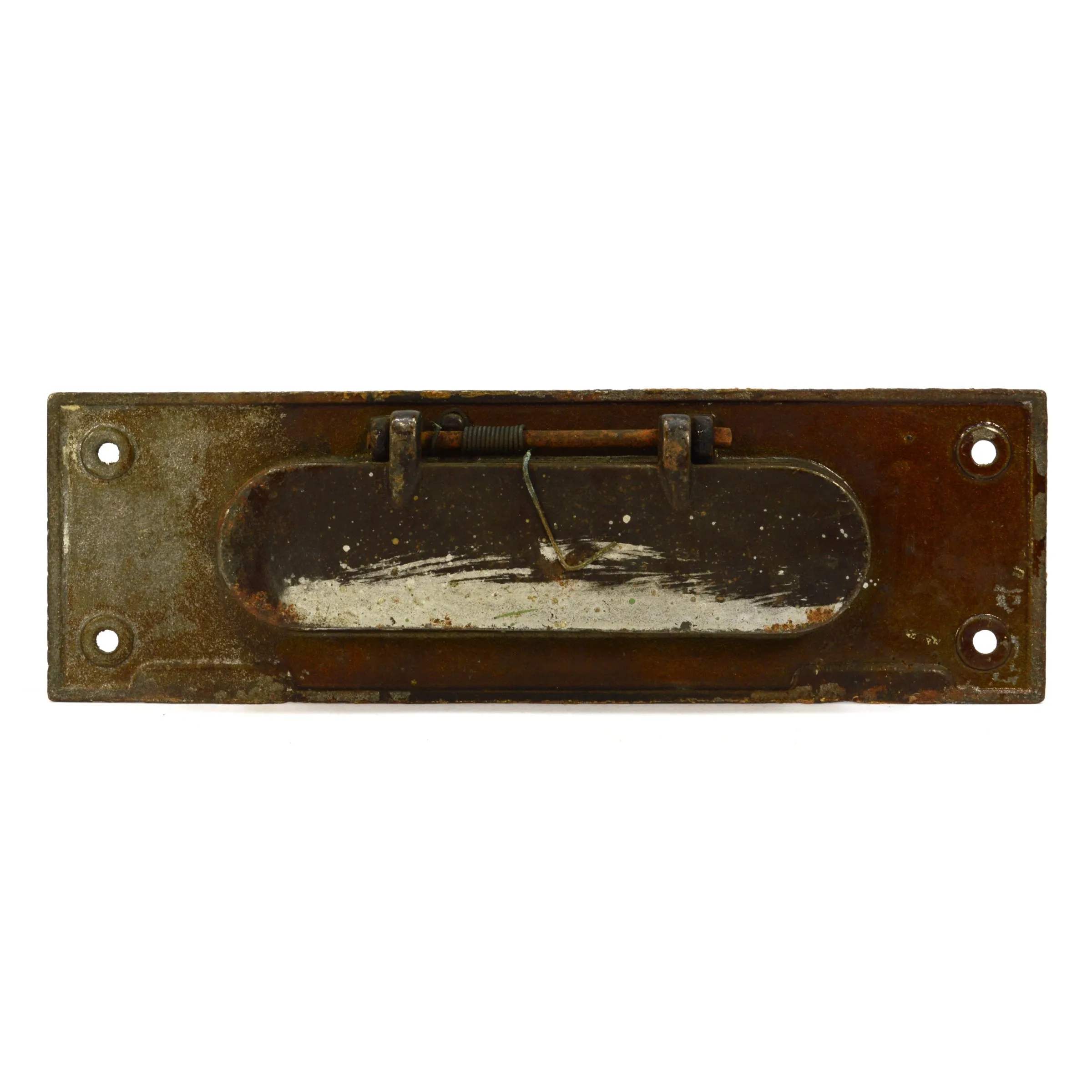 Antique CAST IRON DOOR HARDWARE Salvaged Ornate "LETTERS" PASS-THRU SLOT Patina!