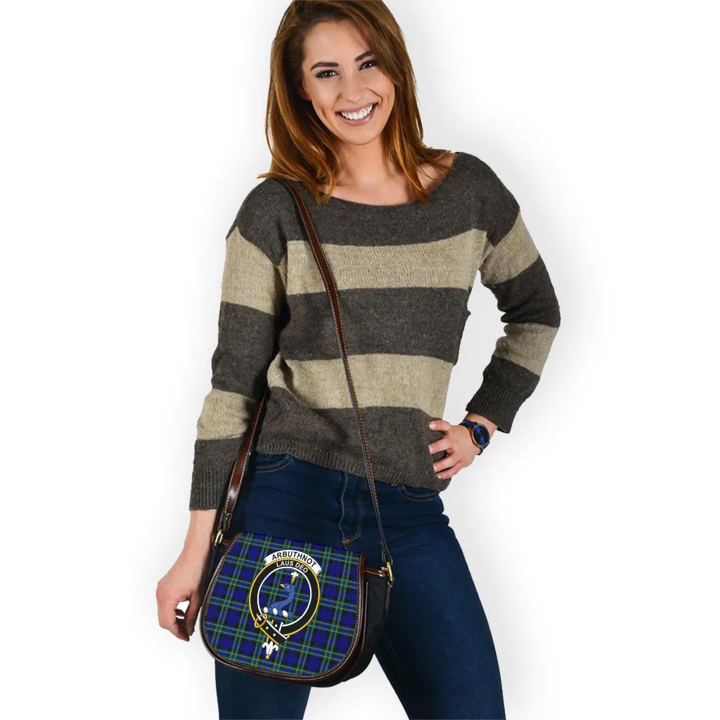 Arbuthnot Modern Tartan Saddle Bag with Family Crest