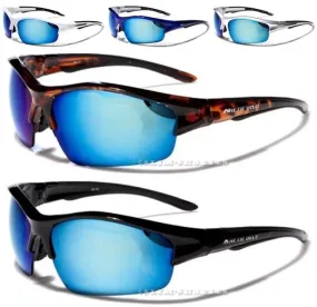Arctic Blue Big Mirrored Sports Cycling Sunglasses