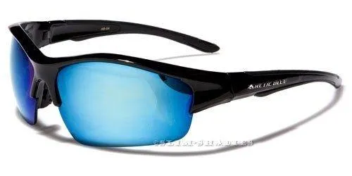 Arctic Blue Big Mirrored Sports Cycling Sunglasses