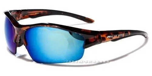 Arctic Blue Big Mirrored Sports Cycling Sunglasses