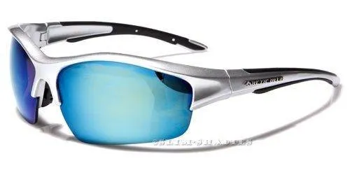 Arctic Blue Big Mirrored Sports Cycling Sunglasses