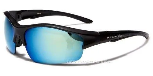 Arctic Blue Big Mirrored Sports Cycling Sunglasses