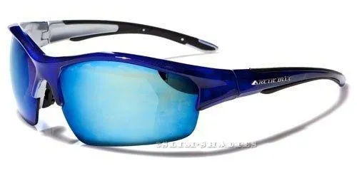 Arctic Blue Big Mirrored Sports Cycling Sunglasses