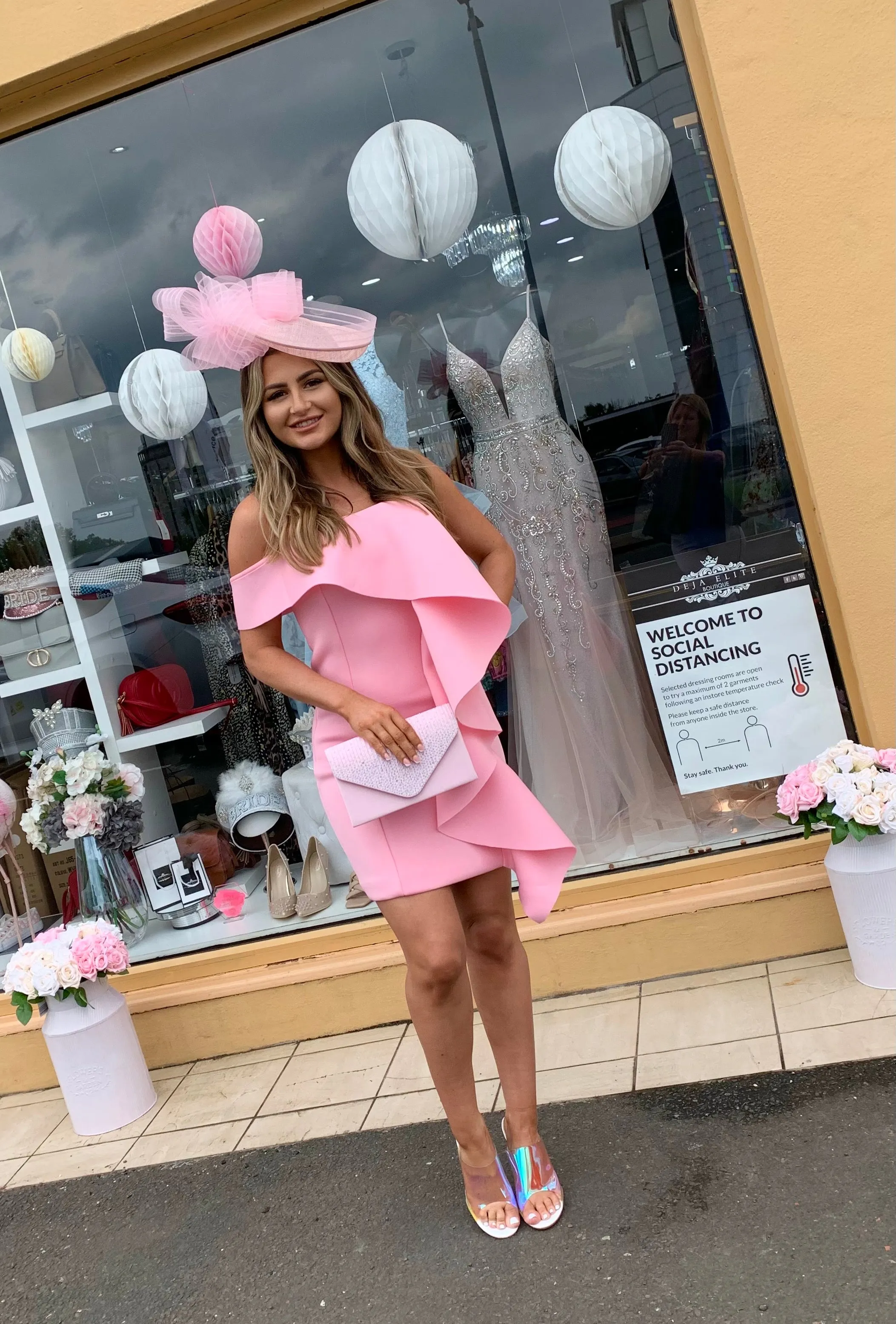 Baby pink twist fascinator