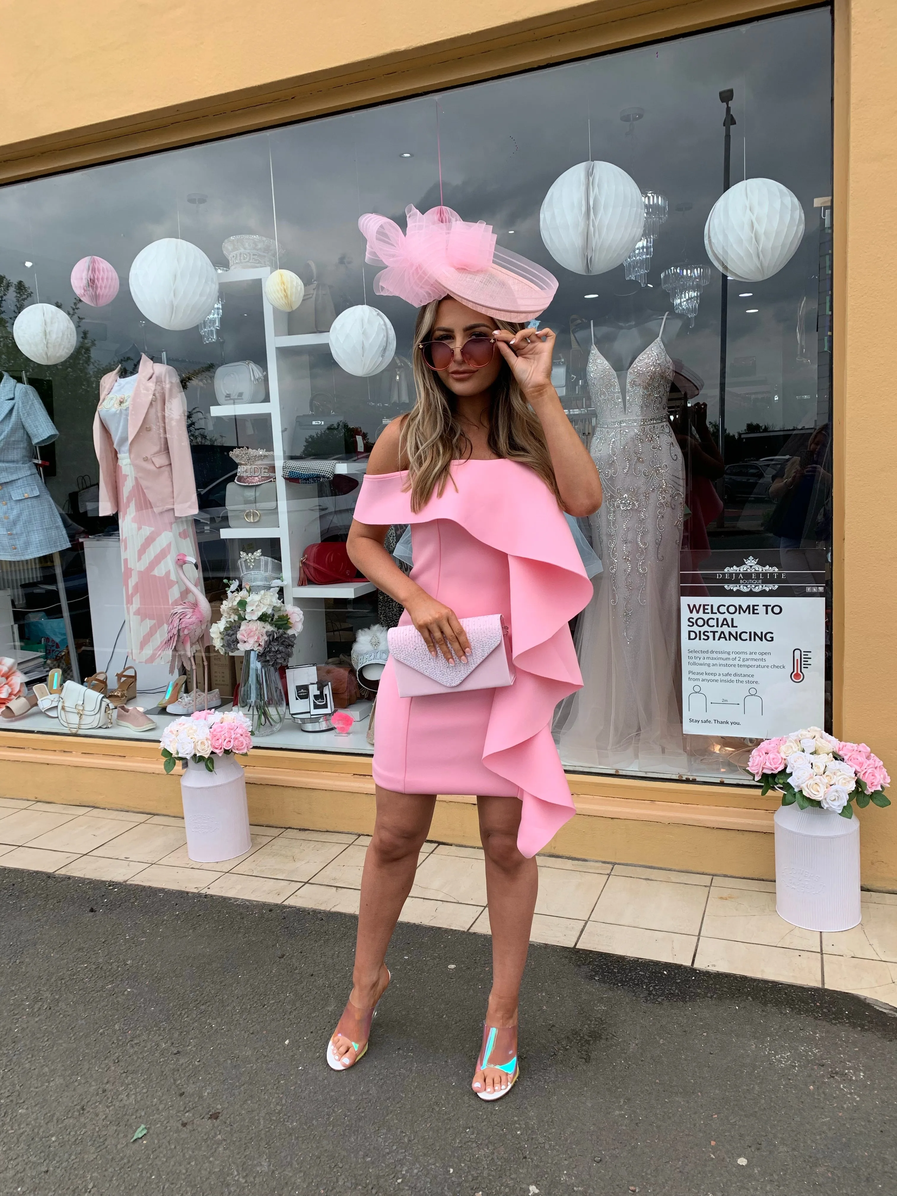 Baby pink twist fascinator