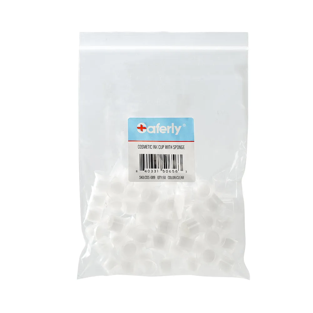 Bag of 50 Clear Cosmetic Ink Cups with Sponge