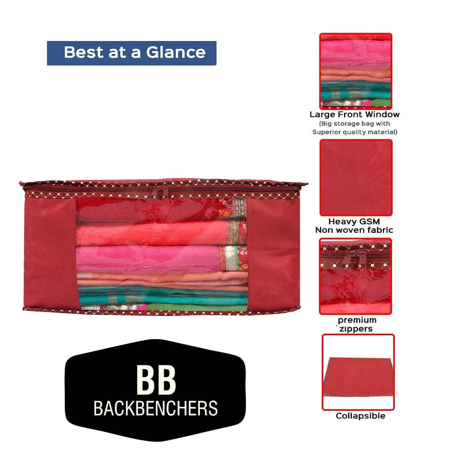 BB BACKBENCHERS Multipurpose Storage Bag ( pack of 6 , maroon )