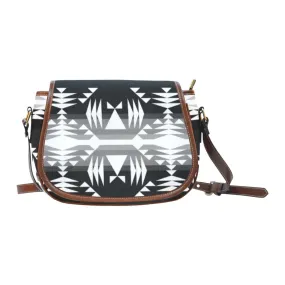 Between the Mountains Black and White Saddle Bag/Small