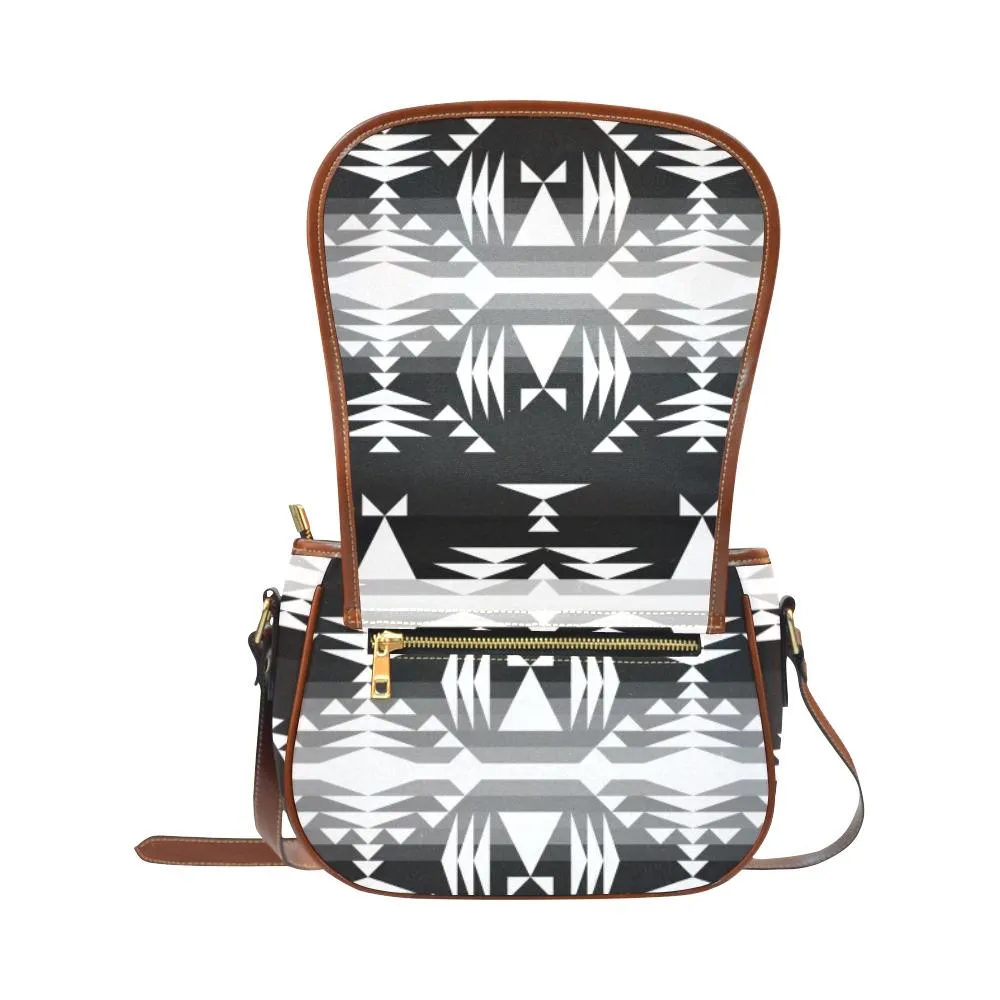 Between the Mountains Black and White Saddle Bag/Small