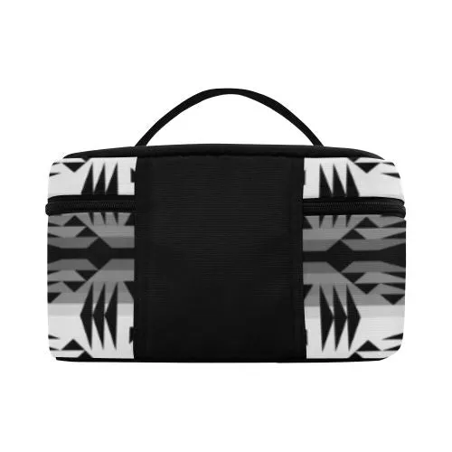 Between the Mountains White and Black Cosmetic Bag/Large