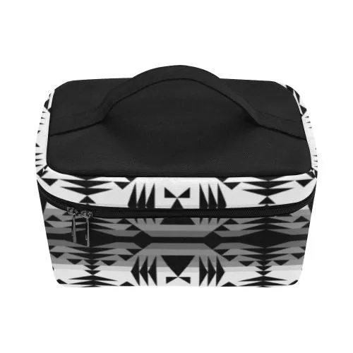 Between the Mountains White and Black Cosmetic Bag/Large