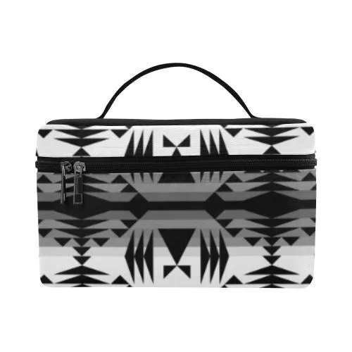 Between the Mountains White and Black Cosmetic Bag/Large