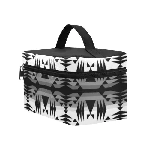 Between the Mountains White and Black Cosmetic Bag/Large