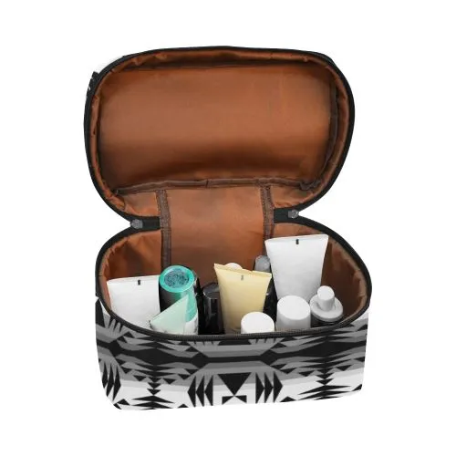 Between the Mountains White and Black Cosmetic Bag/Large
