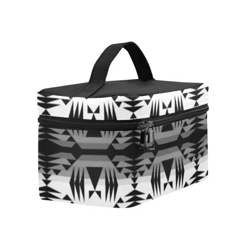 Between the Mountains White and Black Cosmetic Bag/Large