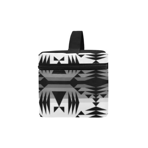 Between the Mountains White and Black Cosmetic Bag/Large
