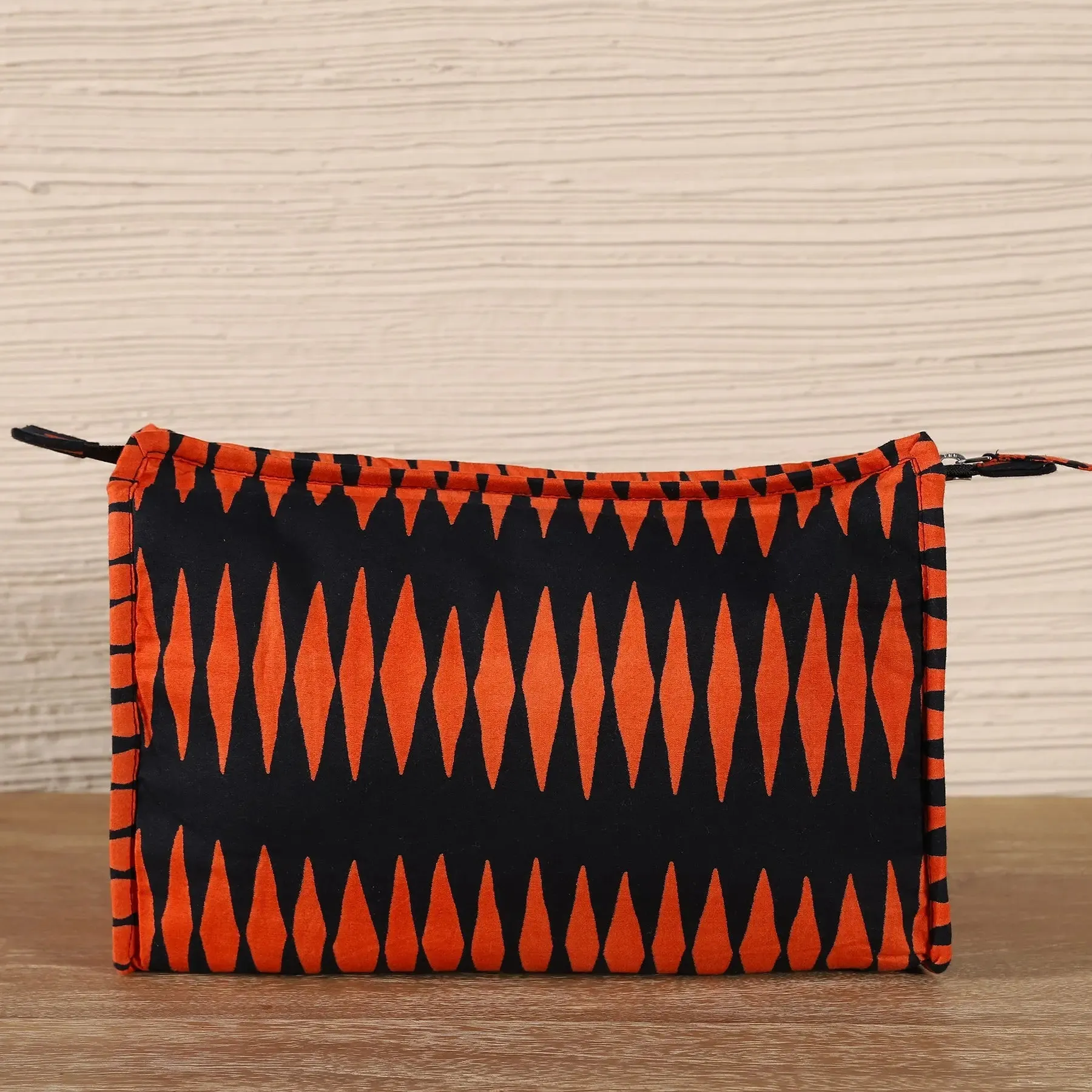 Black & Orange Color Cotton Toilet Bag