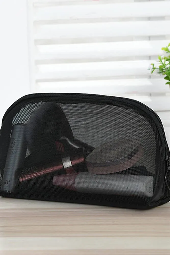 Black Mesh See Thru Cosmetic Bag