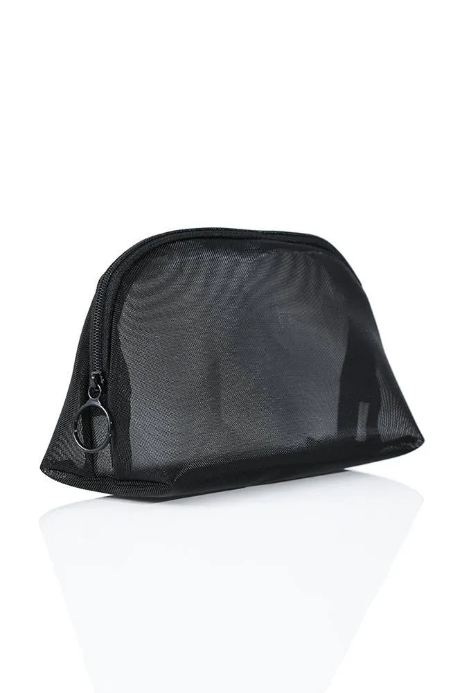 Black Mesh See Thru Cosmetic Bag