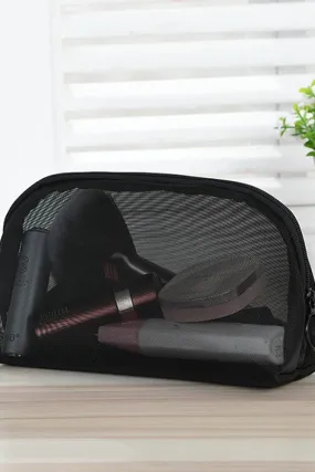 Black Mesh See Thru Cosmetic Bag