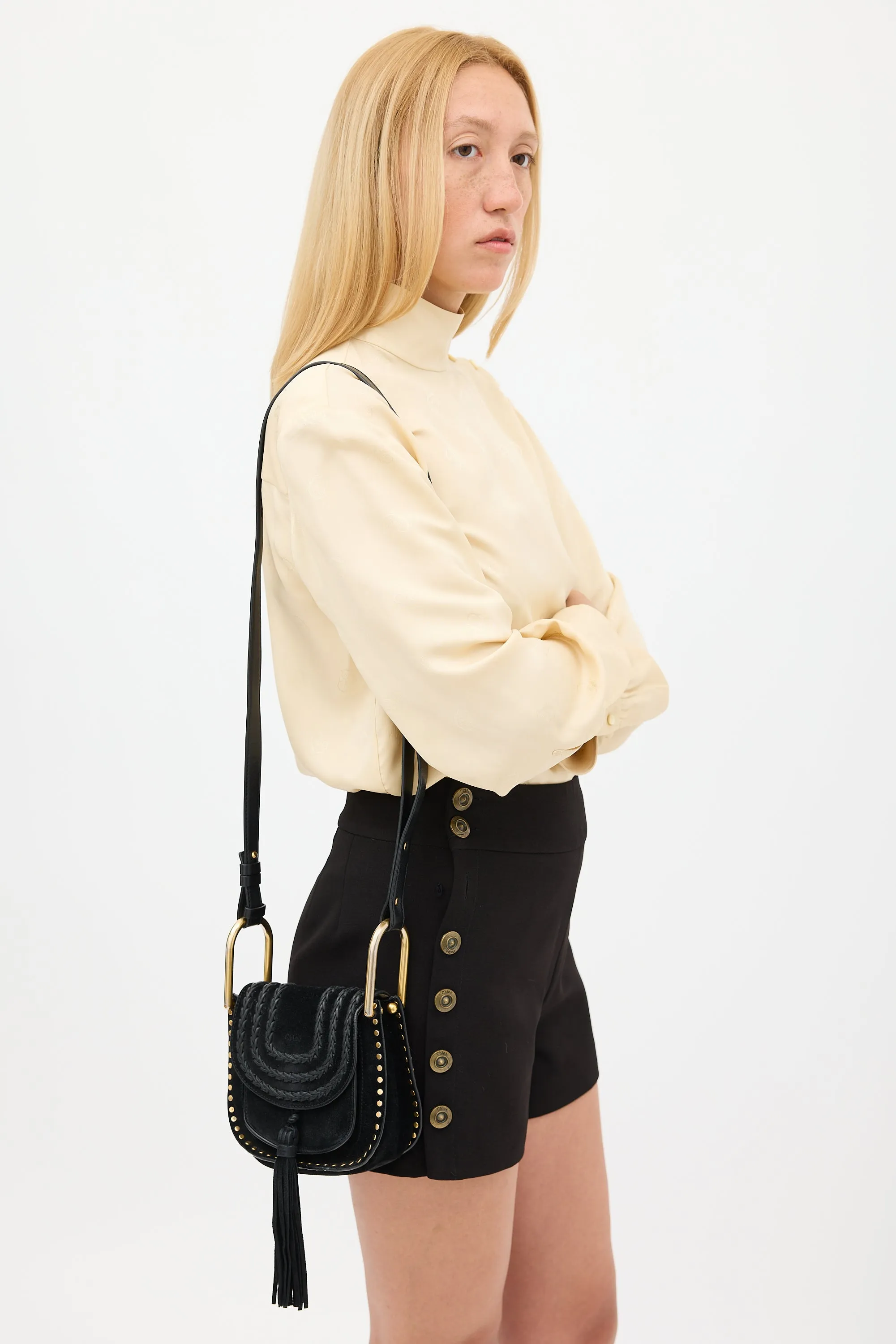 Black Suede Mini Hudson Bag