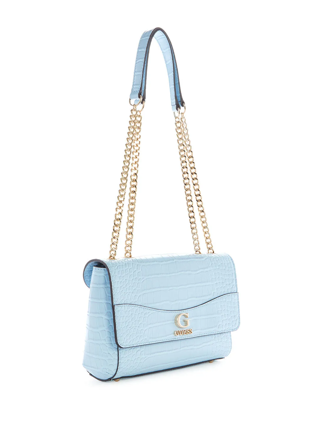 Blue Nell Croco Crossbody Bag