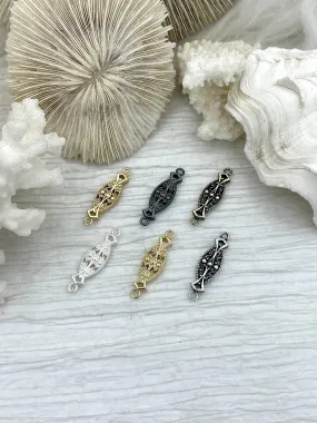 Brass Decorative Connector,, 25mm x 9mm x 3mm, Brass Jewelry Connector, Connector charm, Bracelet/Necklace Connector 6 finishes, Fast Ship